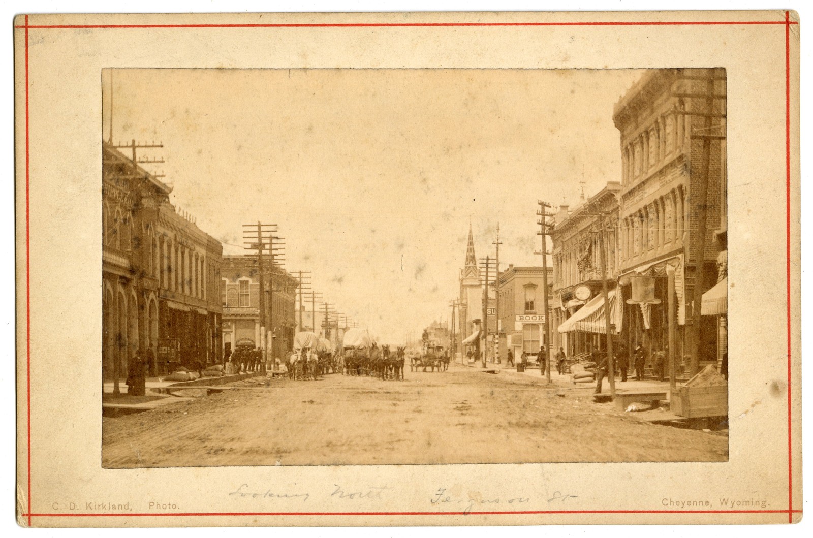 Early & Rare Pair of 1870s Albumen Photos Downtown Cheyenne, WY by C.D. Kirkland