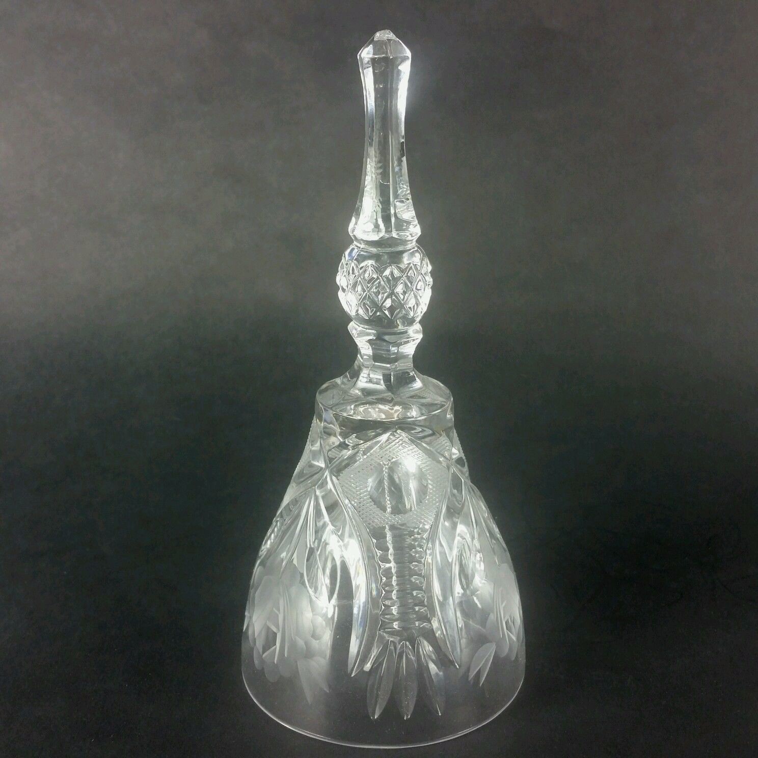 Crystal Glass Dinner Bell Etched Floral Pattern Crystal Glass Dinner Bell Etched Floral Pattern