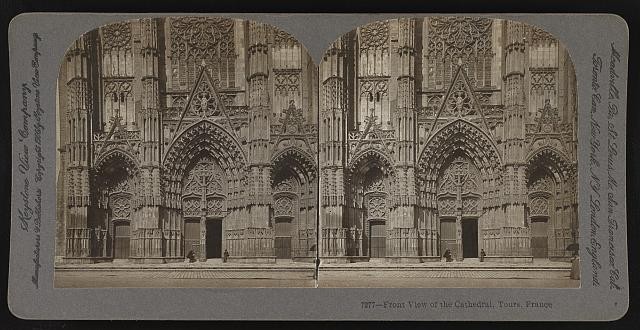 Photo:Tours France Cathedral Front View 1870s Gothic Church Stereo Print