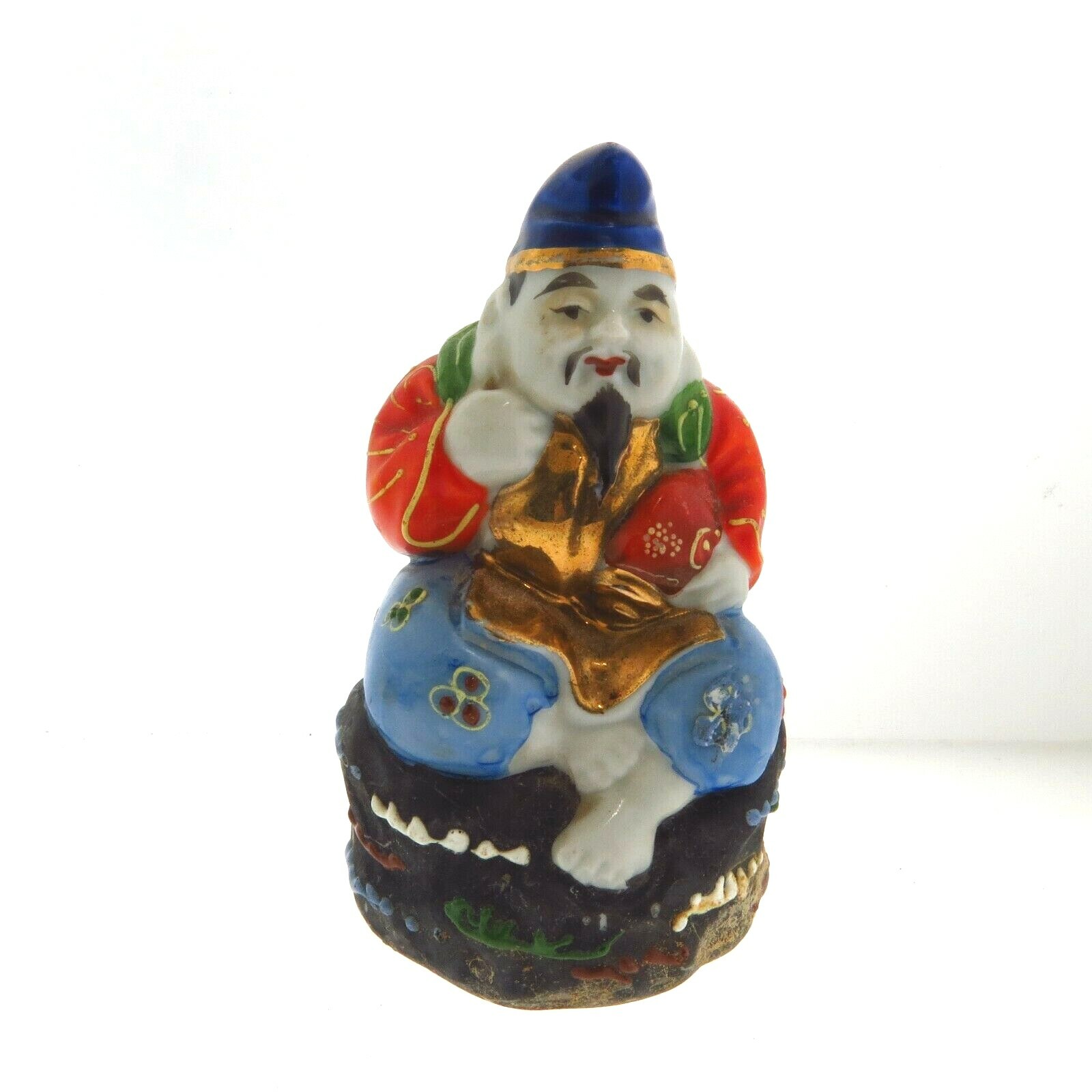 Antique Japanese Kutani Lucky God Figurine 4 inches