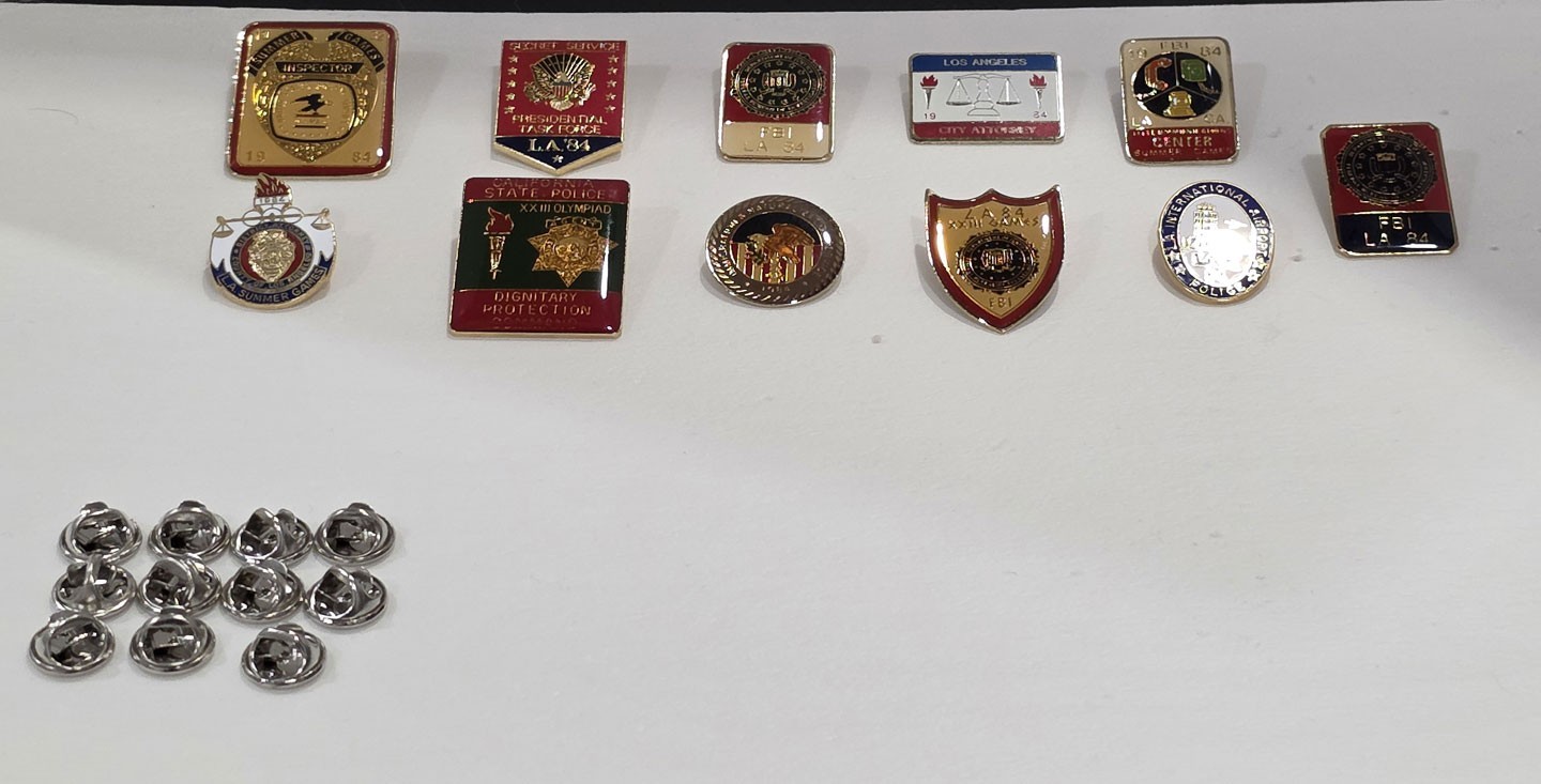 Lot of 11 Vtg 1984 Olympics Federal Pins FBI Secret Service LAX Police INS State