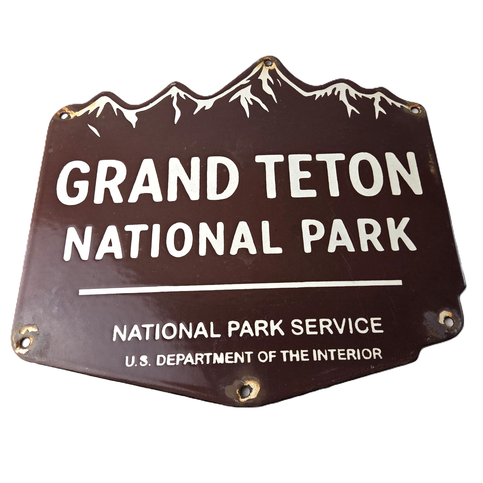 Vintage Grand Teton National Park Sign - Wyoming Cabins Forest Porcelain Sign
