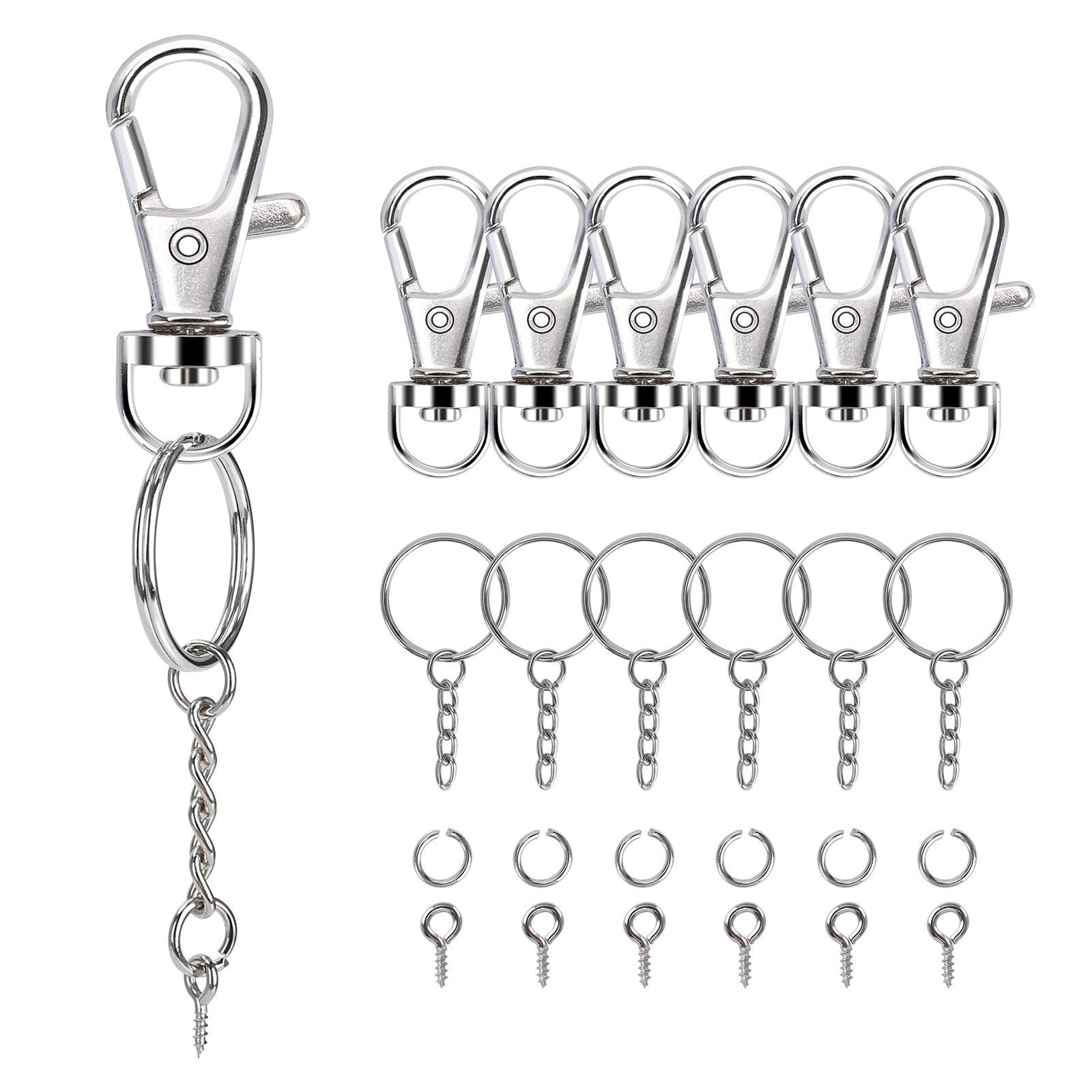160PCS Keychain Making kit - 40PCS Swivel Lobster Clasp, 40PCS Key Rings with...