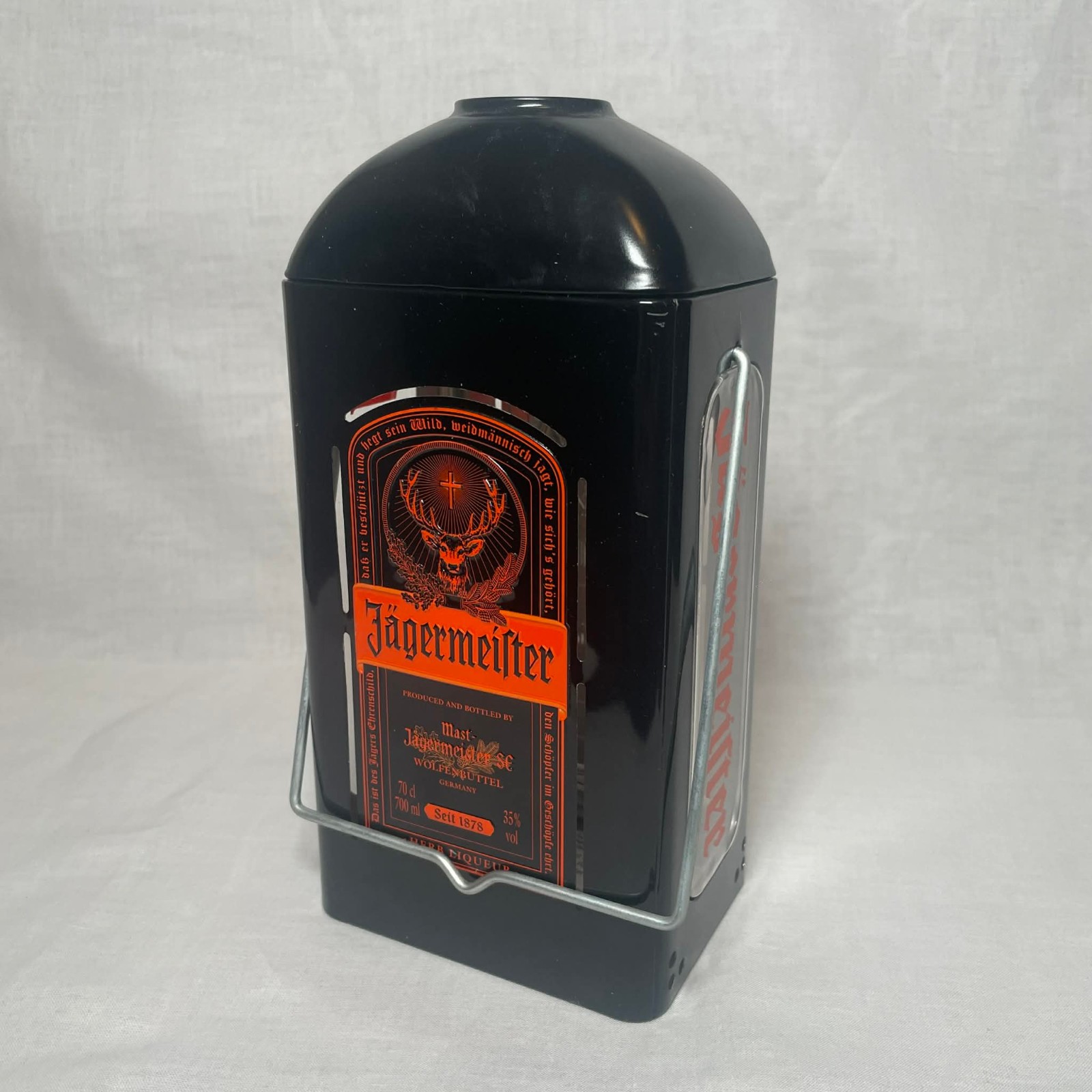Jägermeister Tin Lantern Promo 2013 Bottle Holder & Tea Light – Rare Collectible Jägermeister Tin Lantern Promo 2013 Bottle Holder & Tea Light – Rare Collectible