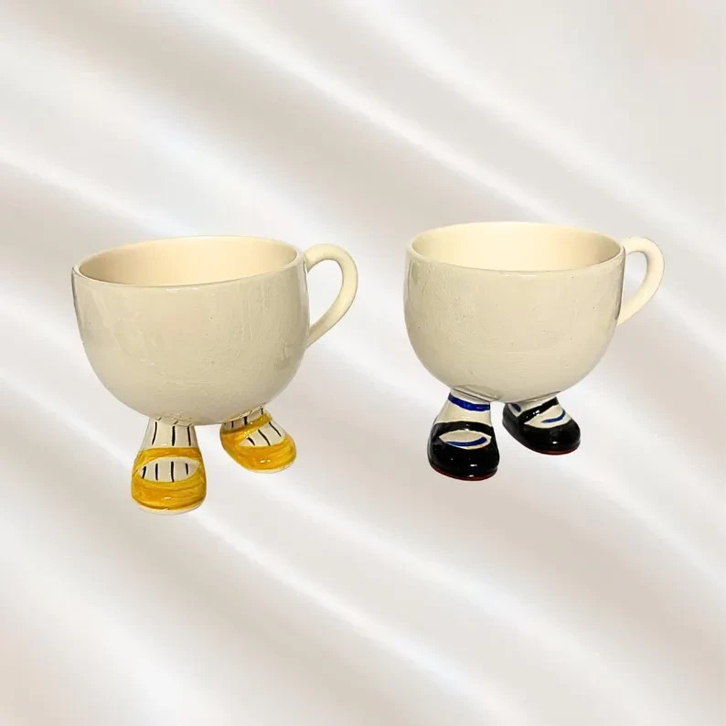 Vintage Carlton Ware Walking Ware Teacups Quirky Shoes Ceramic Mugs Pair 1970s Vintage Carlton Ware Walking Ware Teacups Quirky Shoes Ceramic Mugs Pair 1970s