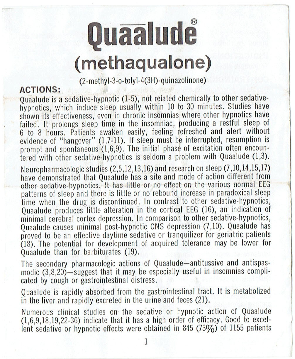 XRARE Authentic Vintage RORER QUAALUDE- Original Pharma Package Insert 5/70