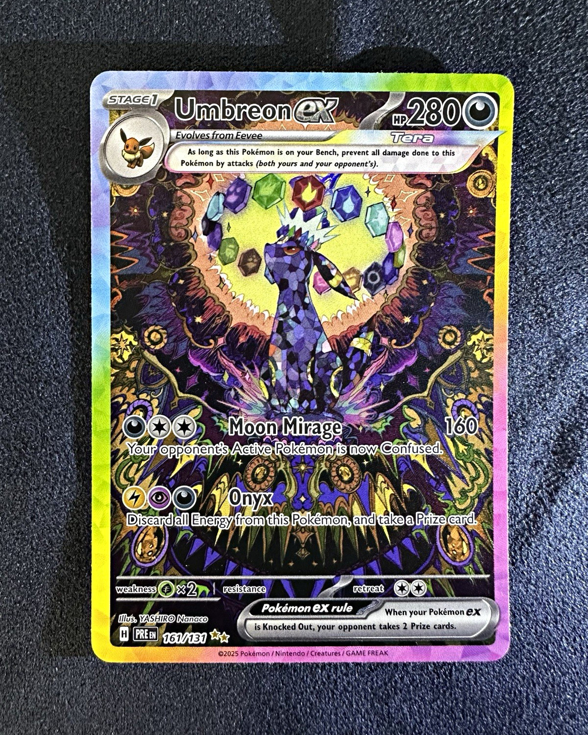 2025 Pokemon Umbreon ex 161/131 Prismatic Evolutions Special Illustration Rare 2025 Pokemon Umbreon ex 161/131 Prismatic Evolutions Special Illustration Rare