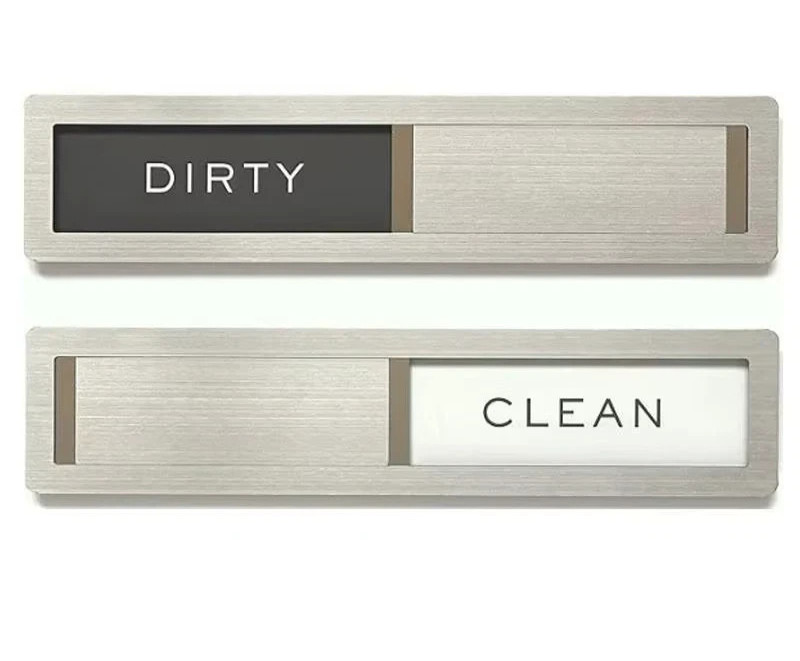 Dishwasher Magnet Clean Dirty Sign, Premium Stainless Steel Black and White Dishwasher Magnet Clean Dirty Sign, Premium Stainless Steel Black and White