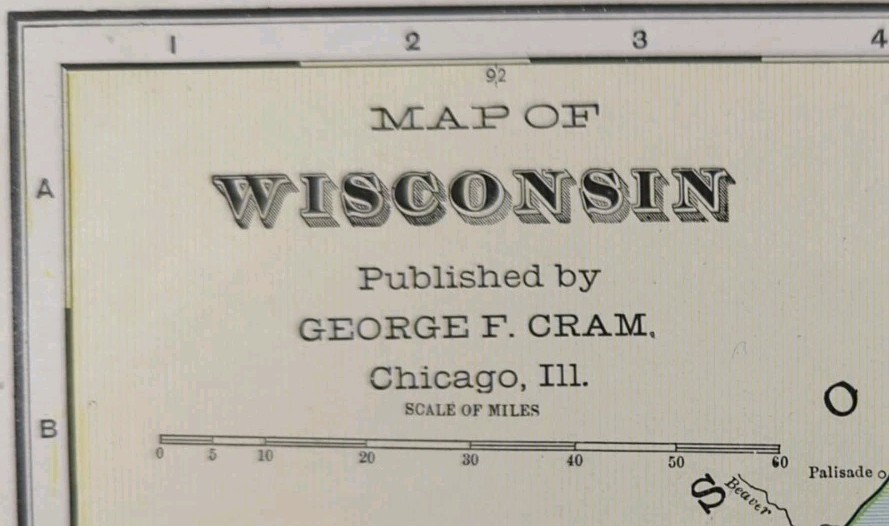 Vintage 1901 WISCONSIN Map 14