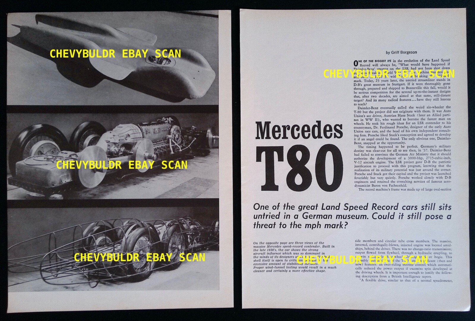 1937 Daimler-Benz LSR Streamliner Vintage History Info Article \