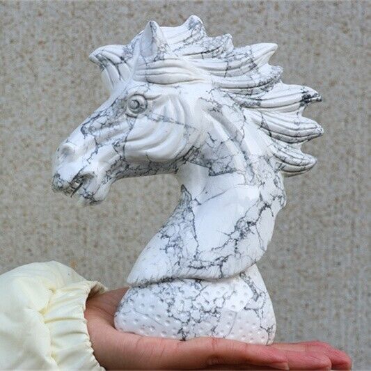 1410g Natural hand carved howlite unicorn Reiki crystal skull decor gift