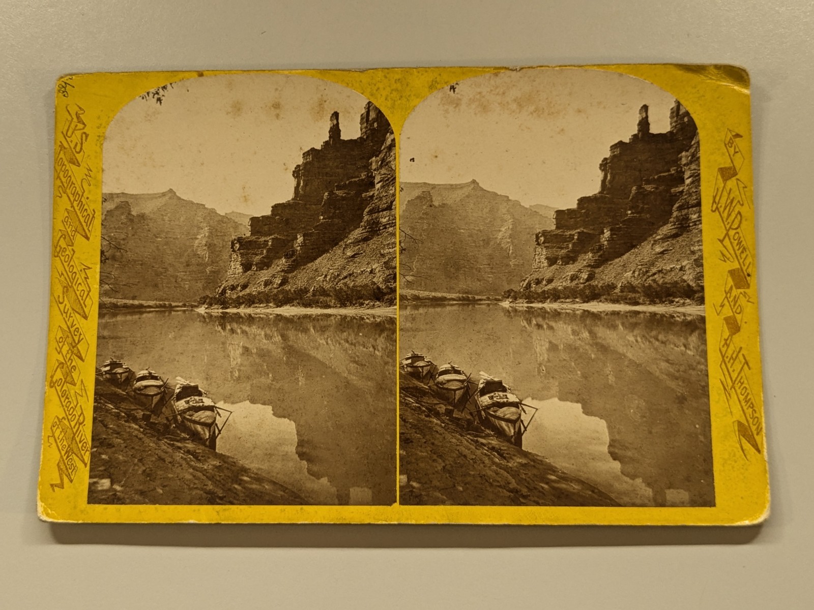 Green River Utah Powell Thompson Survey Boats E.O. Beaman Stereoview Photo