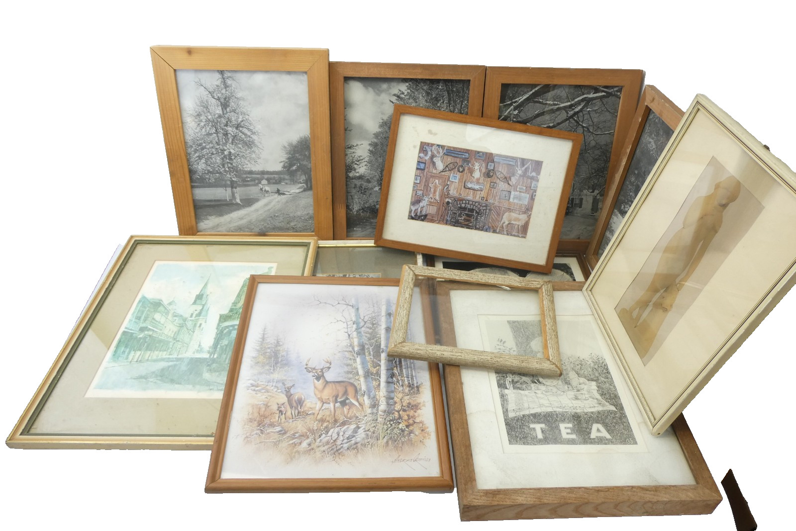 Mixed Lot Brown White Beige Wood Frame Artist Lot Don Davey Black & White Photo