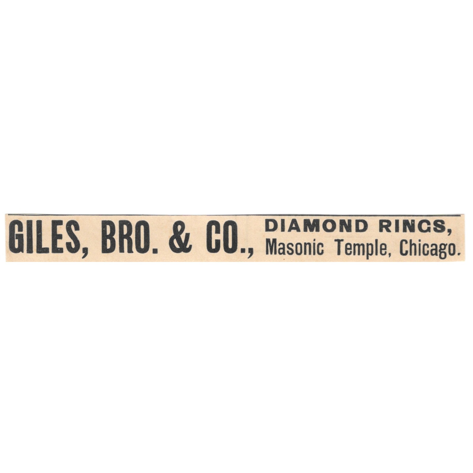 Giles, Bro & Co Diamond Rings Masonic Temple Chicago 1892 Magazine Ad AK6-H1 Giles, Bro & Co Diamond Rings Masonic Temple Chicago 1892 Magazine Ad AK6-H1