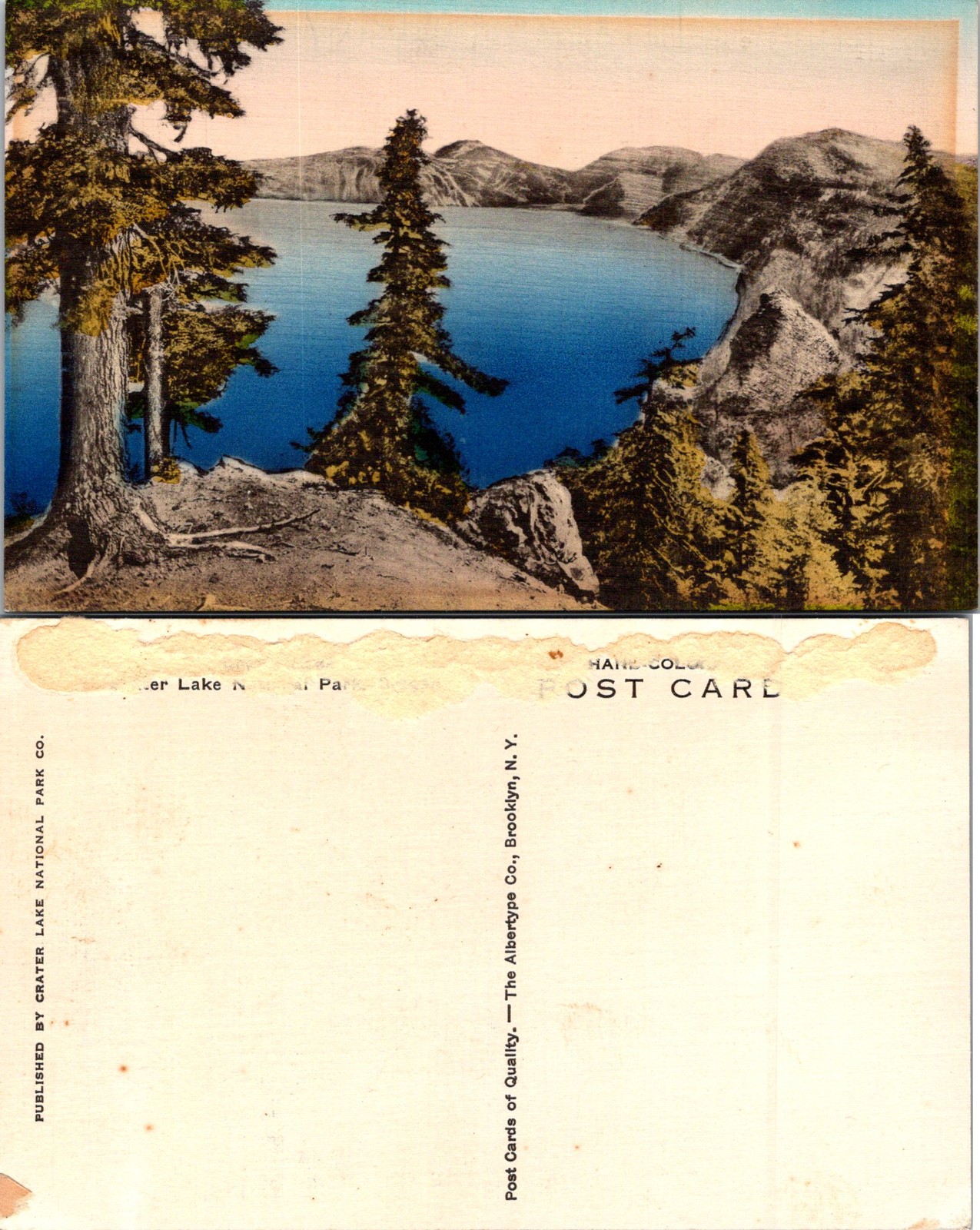 Oregon OR Crater Lake National Park, View of Mountains & Lake Postcard 72656
