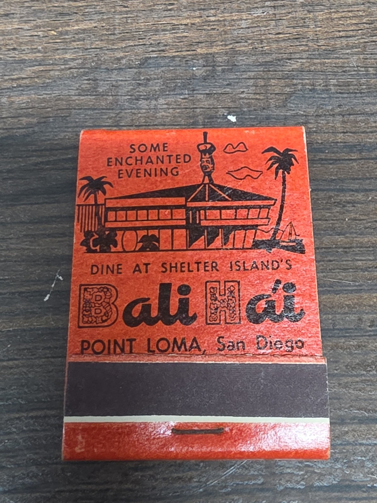 Vintage Bali Hai Restaurant Matchbook Cover Shelter Island San Diego CA Tiki W/O