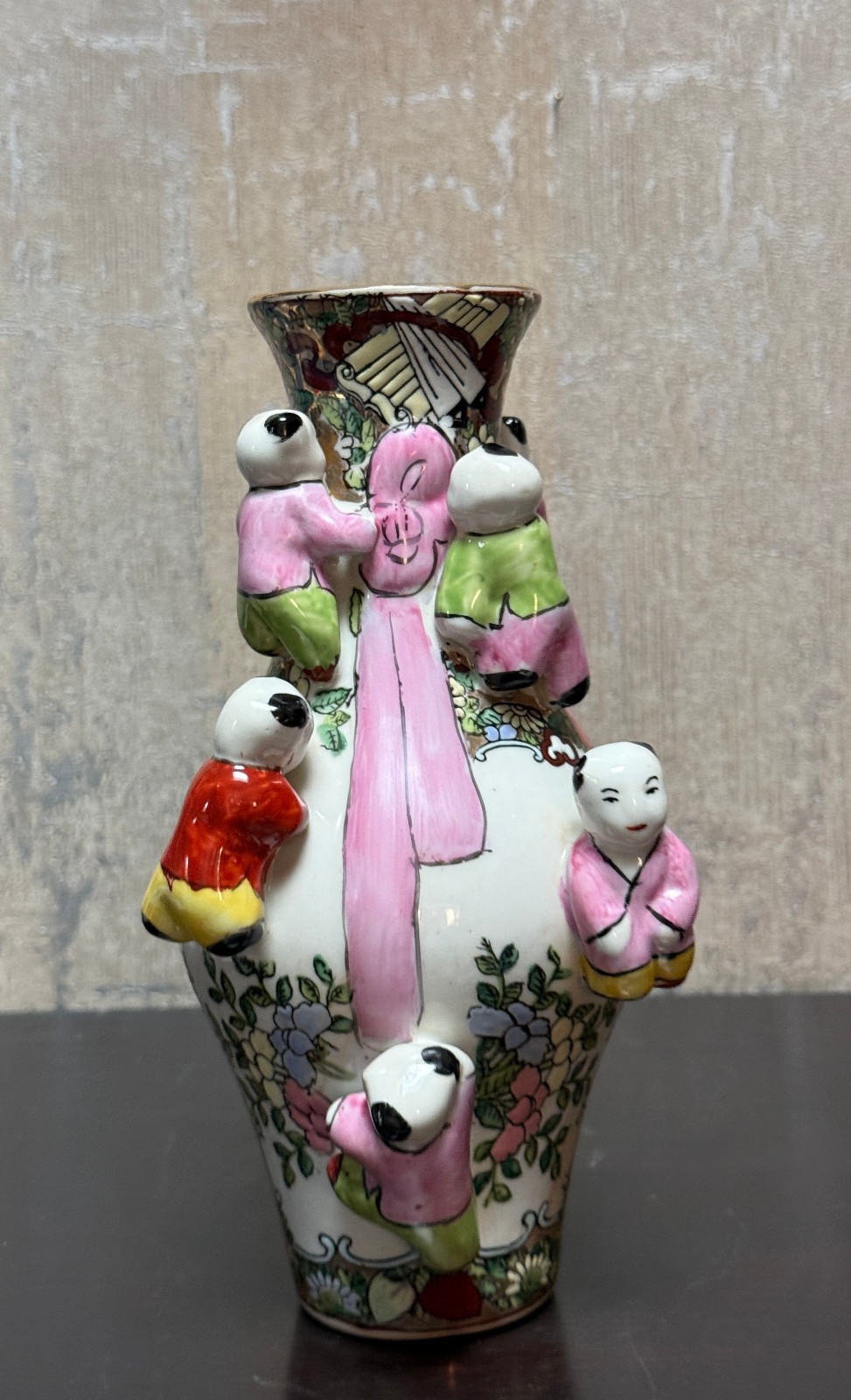 Vtg Hand Painted Satsuma Fertility Vase 10 Vtg Hand Painted Satsuma Fertility Vase 10