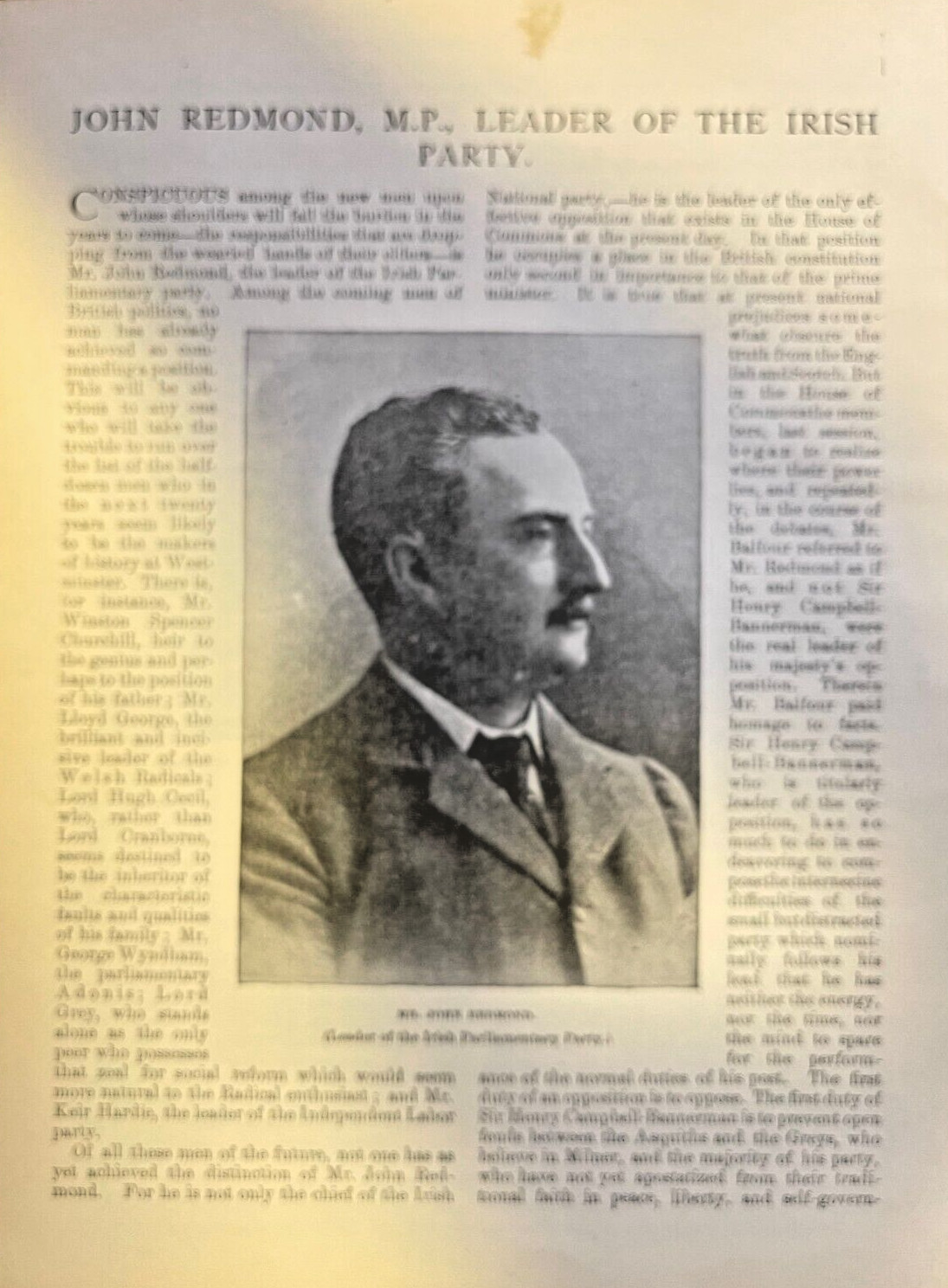 1901 John Redmond Leader of the Irish Party Ireland 1901 John Redmond Leader of the Irish Party Ireland