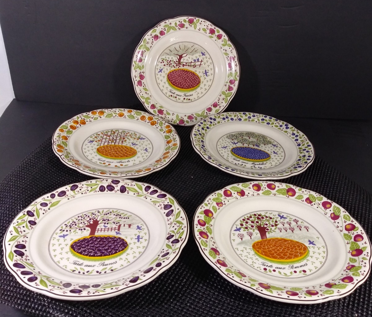 Vtg Gien France Les Tartes Fruits Canapé Cocktail Side Plates Set of 5 Vtg Gien France Les Tartes Fruits Canapé Cocktail Side Plates Set of 5