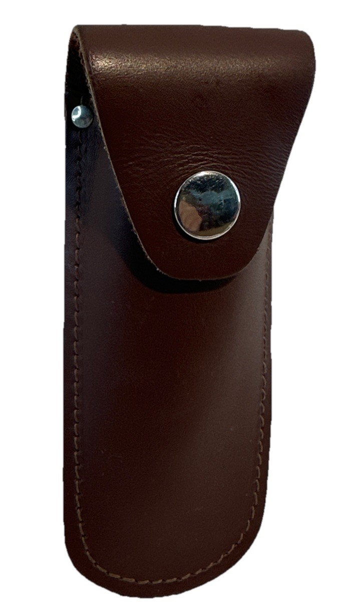 Folding Pocket Knife Sheath 5 1/2” Long Brown Belt Mount NOS