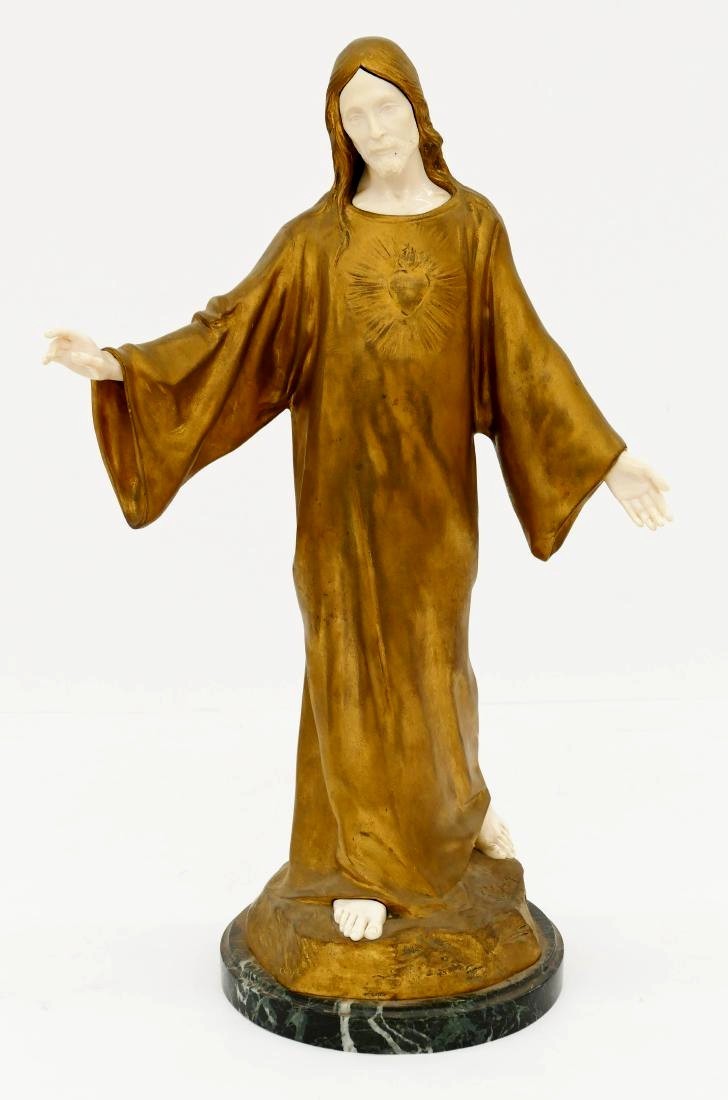 Antique 1900 Christ Gilt Bronze Sculpture Jean Paul Baptiste Gasq French Artist