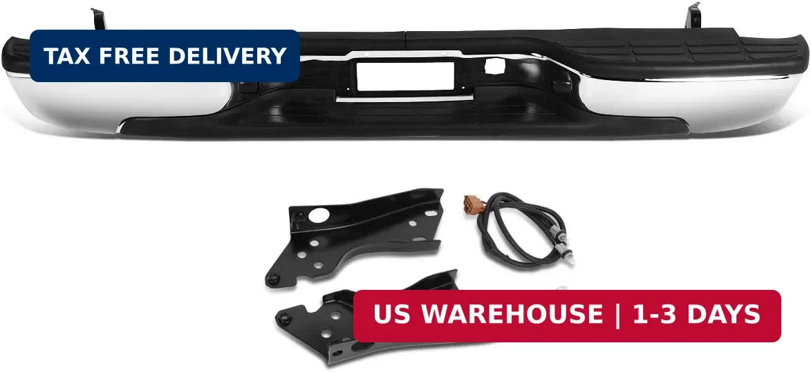 DNA MOTORING Rear Step Bumper w/License Plate Lights Compatible with 99-06 Silve