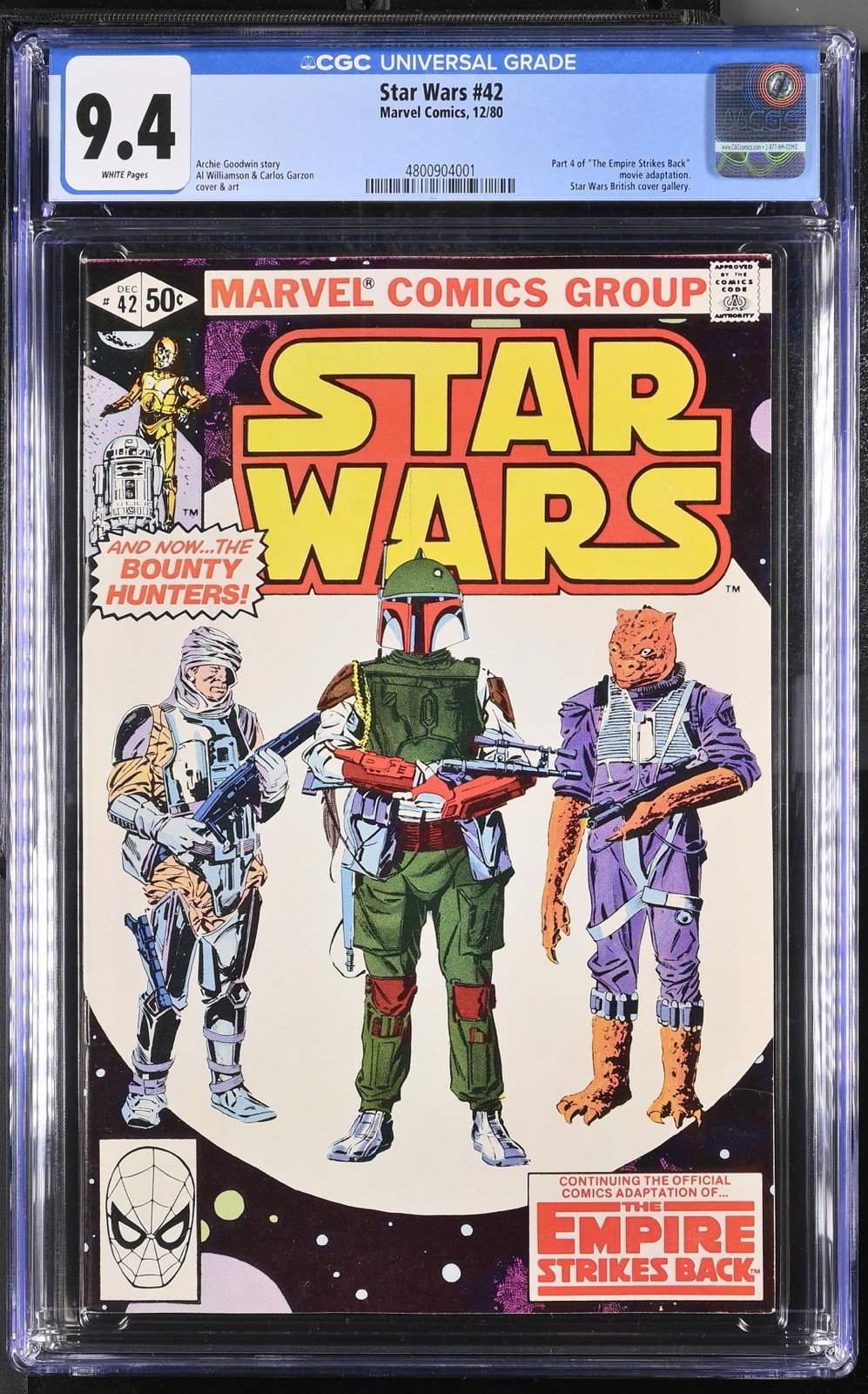 Star Wars #42 CGC 9.4 1st Appearance of Boba Fett Marvel Comics 1980 WHITE PAGES