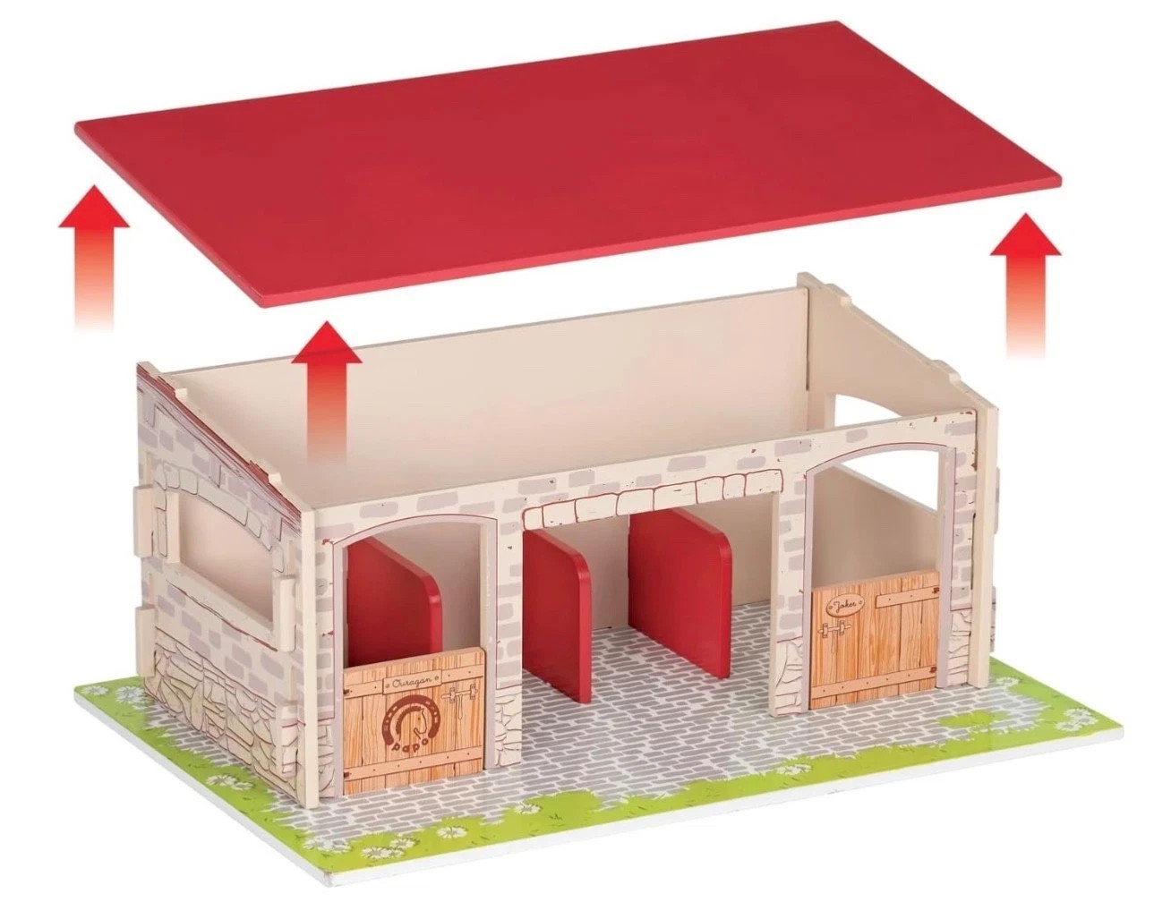 Papo Horse Boxes Wooden Stable Playset Removable Roof Barn Toy Set 60104