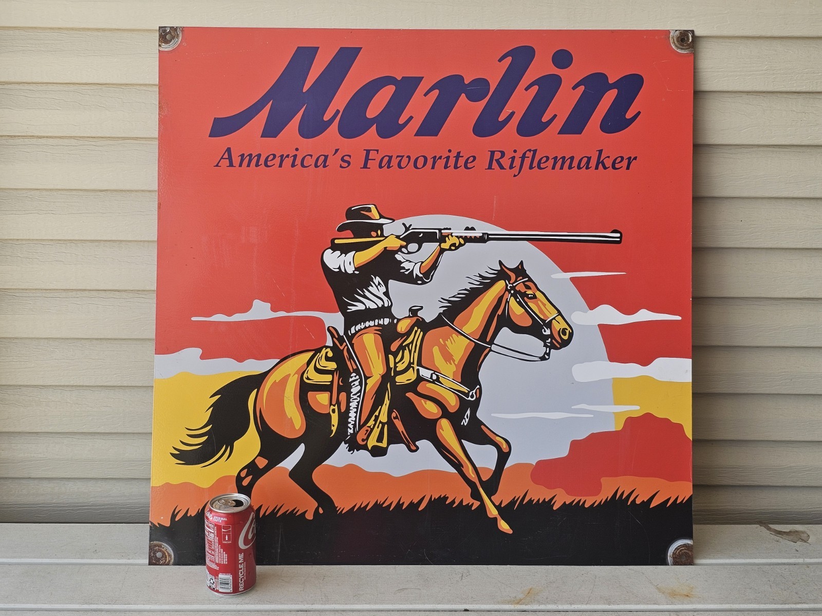 GIANT VINTAGE MARLIN LEVER RIFLES GUN PORCELAIN SIGN 30
