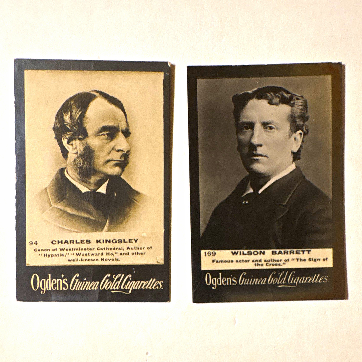 Ogden’s Guinea Gold Cigarettes Tobacco Cards Lot of 2—Charles Kingsley & Barrett