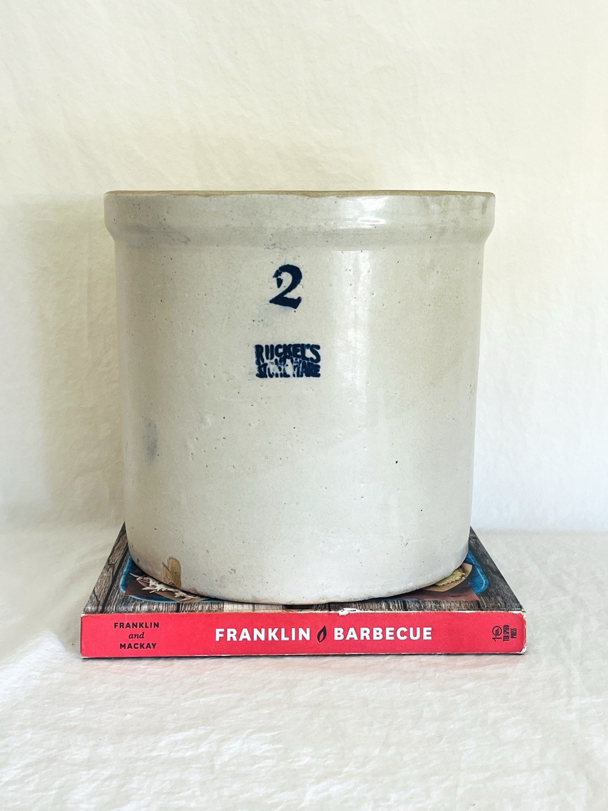 Vintage Two Gallon Ruckels Stoneware Crock Vintage Two Gallon Ruckels Stoneware Crock