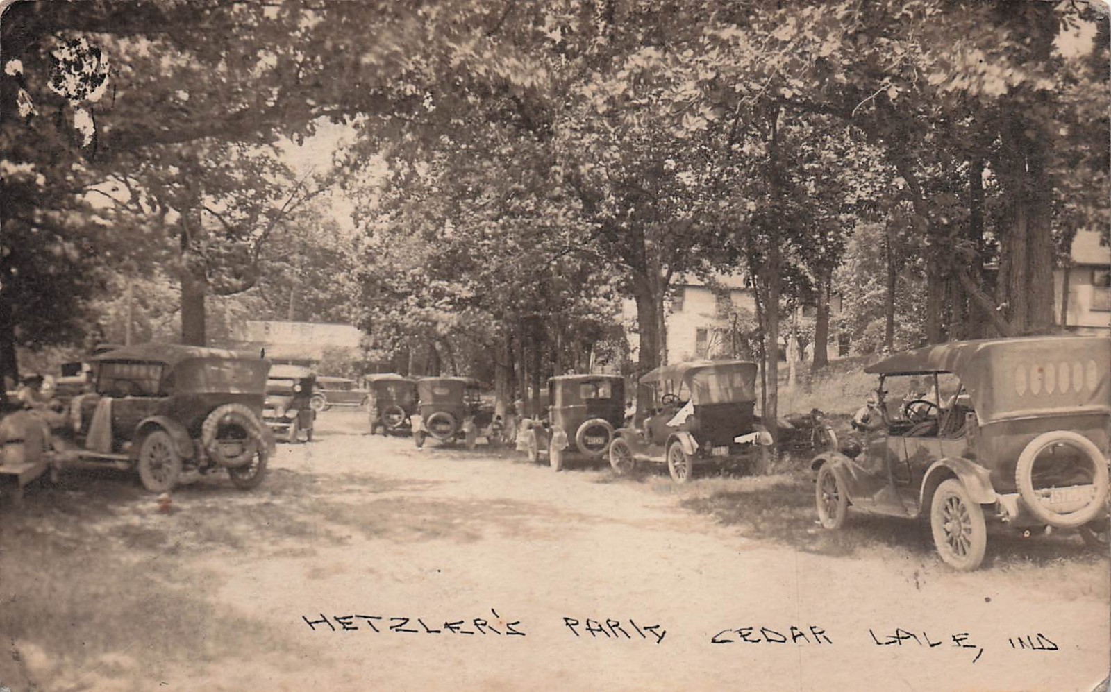 Cedar Lake Indiana Hetzler Park Midway Ballroom Ford Model T Photo Postcard I20
