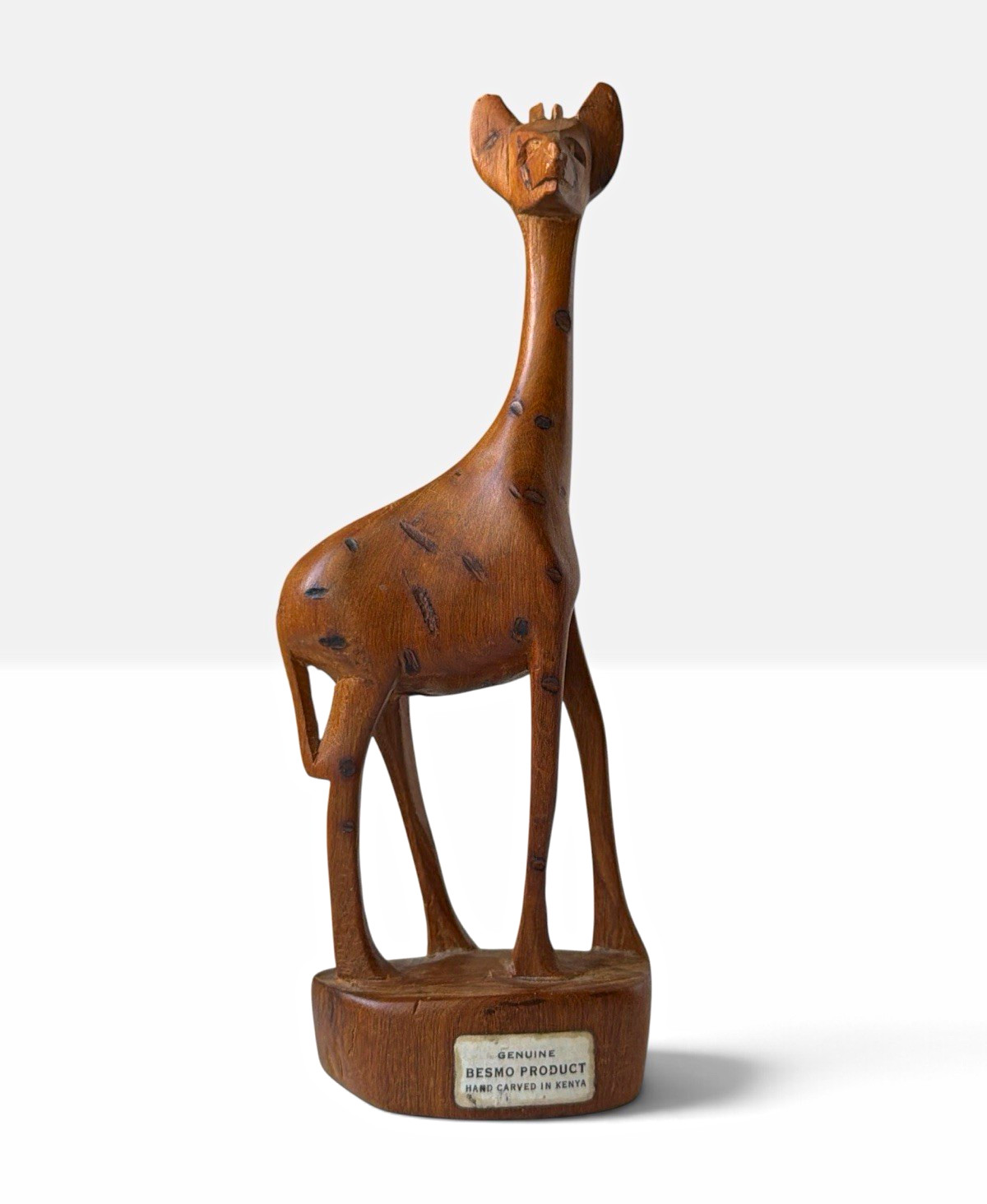 Vintage Besmo Kenya Hand Carved Wood Giraffe Figurine African Safari Decor Vintage Besmo Kenya Hand Carved Wood Giraffe Figurine African Safari Decor