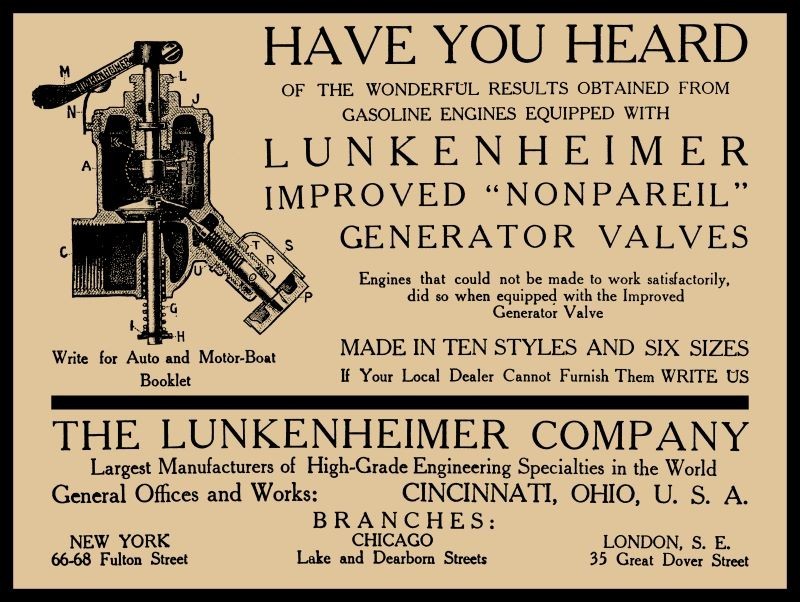 1908 Lunkenheimer Co. of Cincinnati Auto Parts NEW METAL SIGN: 12x16 Ships Free