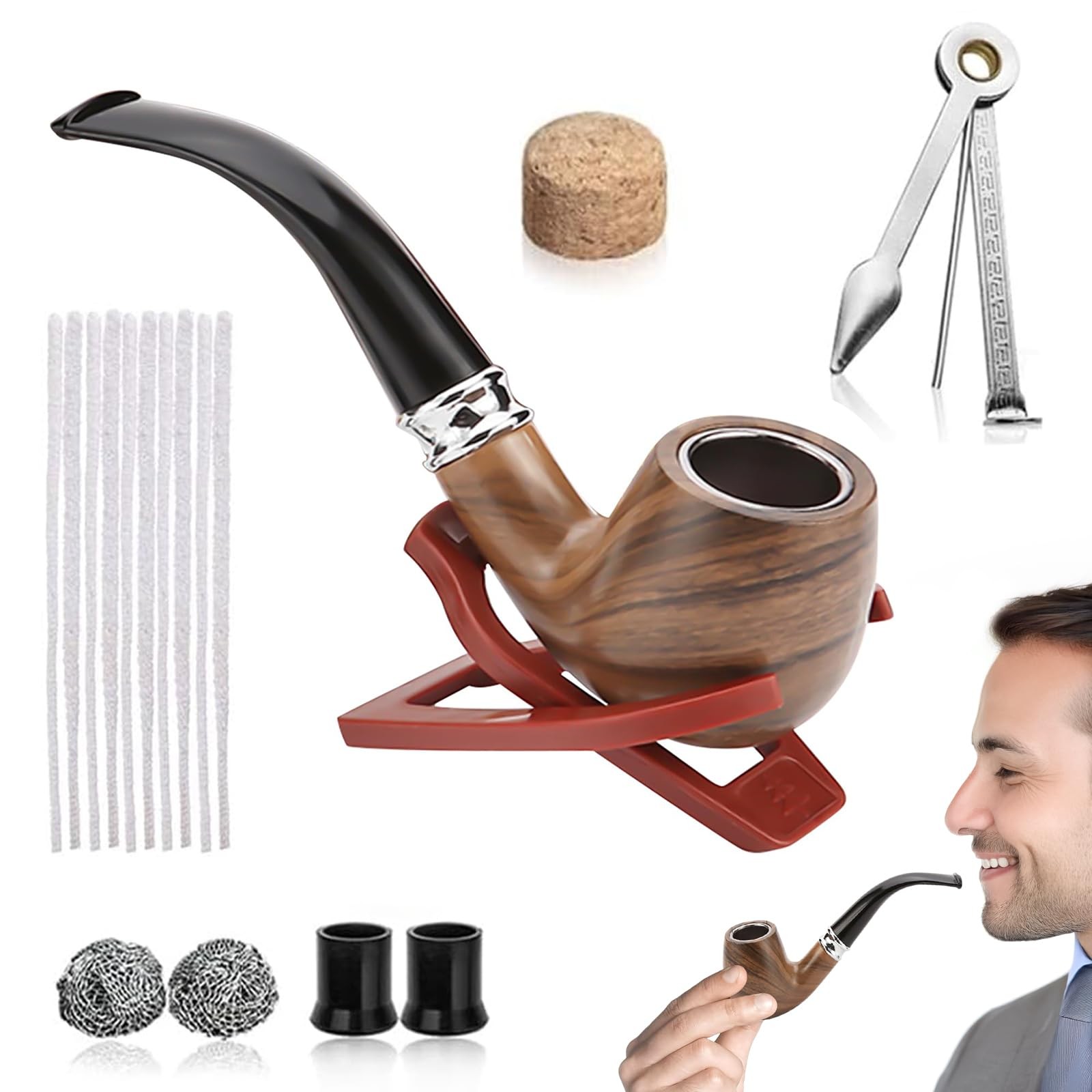 Tobacco Pipe Set - Vintage Tobacco Pipe Set with Accessories & Gift Box, Har... Tobacco Pipe Set - Vintage Tobacco Pipe Set with Accessories & Gift Box, Har...