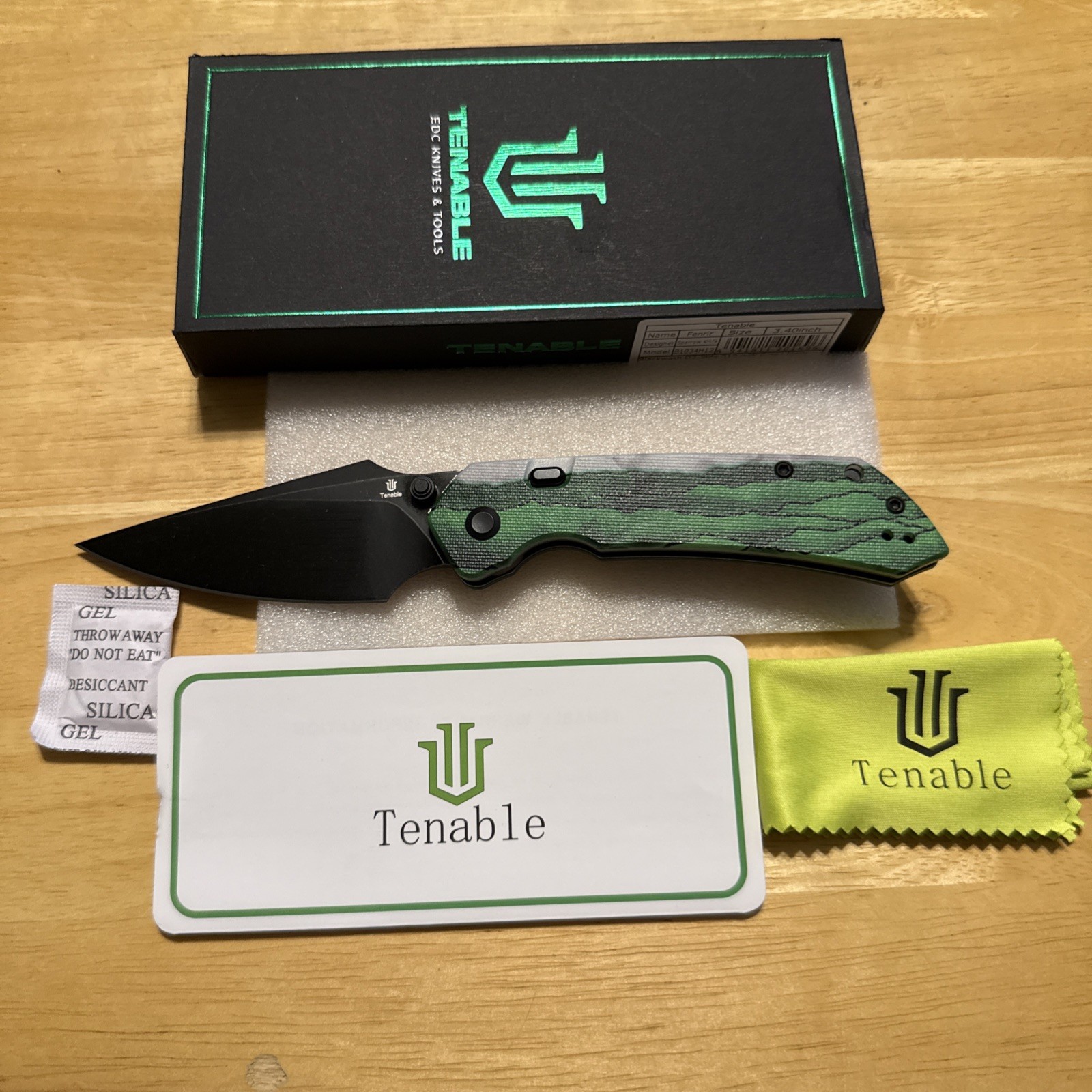 Tenable fenrir jade g10 w/green misty mountain pattern button Top Liner Lock Tenable fenrir jade g10 w/green misty mountain pattern button Top Liner Lock