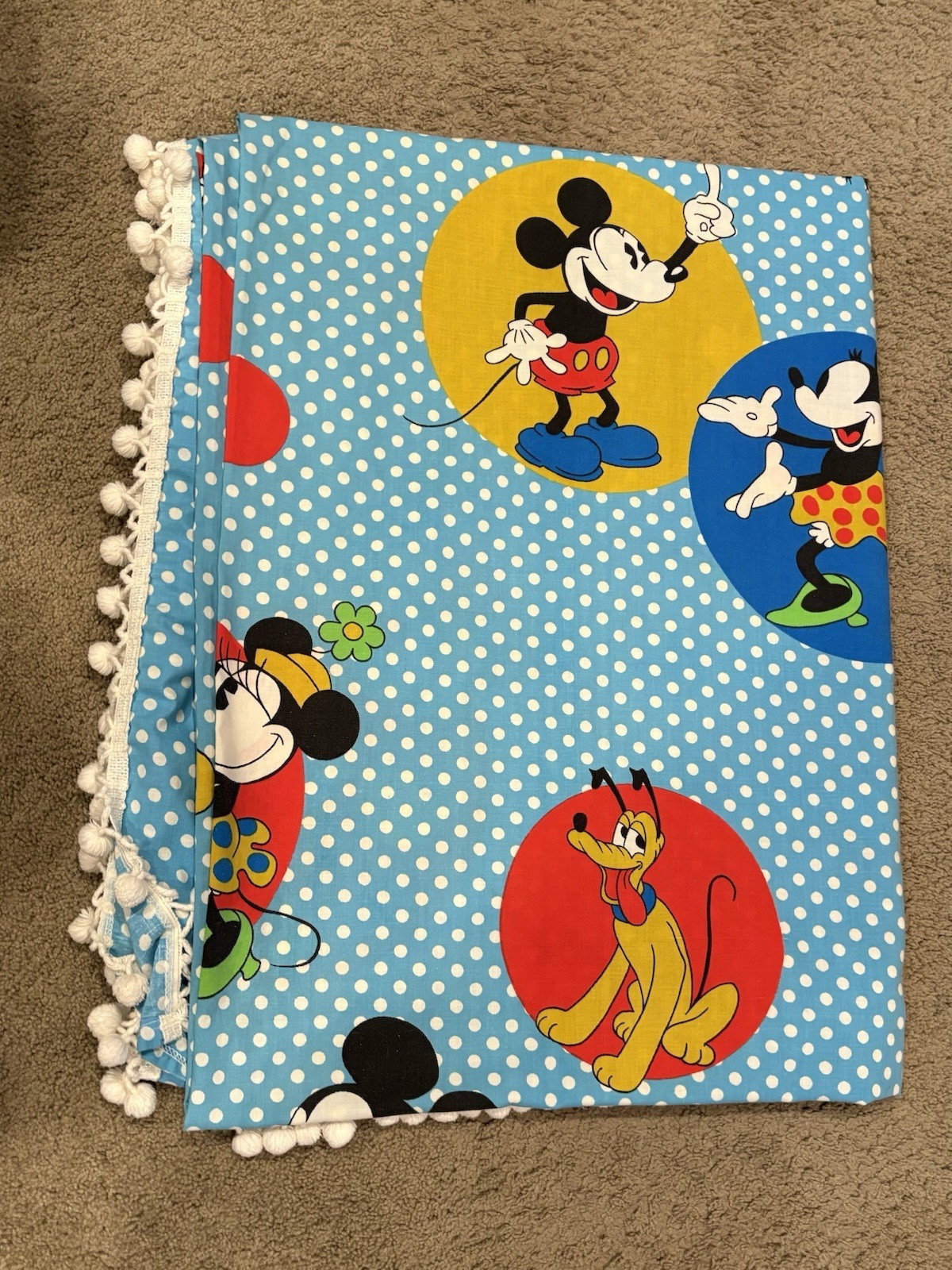 Vintage 1970’s Wamsutta Disney Mickey & Minnie Mouse Twin Size Bedspread EUC