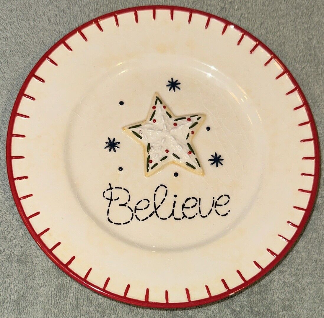GANZ Holiday Christmas Plate - “Believe” Star Ceramic Plate