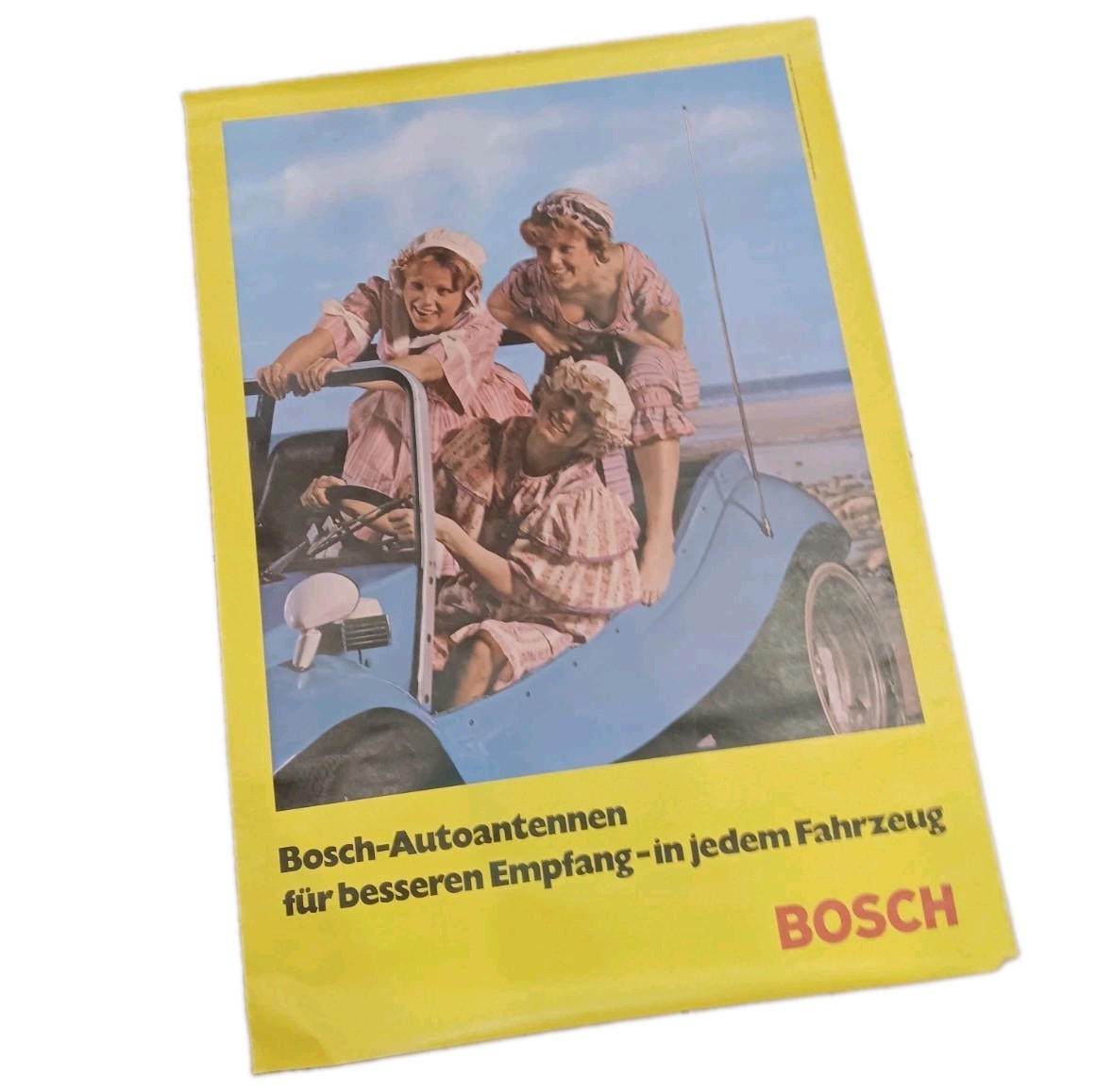 Vtg 1970s Bosch Auto Antenna German Dealer Advertising Poster Dune Buggy Cave