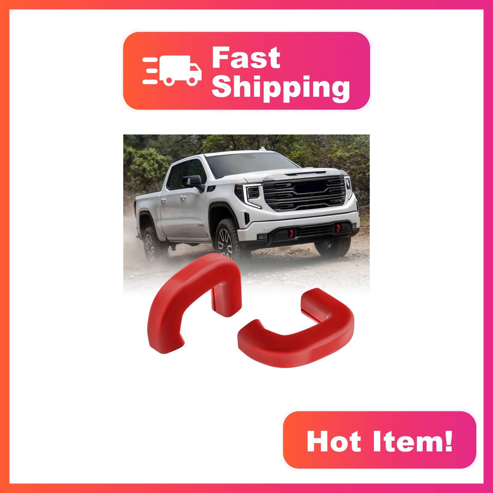 TECHPICCO GMC Sierra 1500 2019-2026 Red Silicone Tow Hook Covers TECHPICCO GMC Sierra 1500 2019-2026 Red Silicone Tow Hook Covers