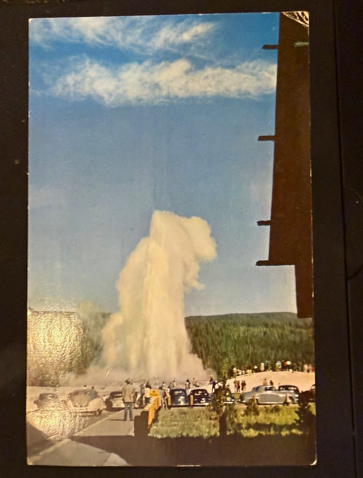 1956 Old Faithful Yellowstone Postcard Haynes Kodachrome Posted 2¢ Stamp WY