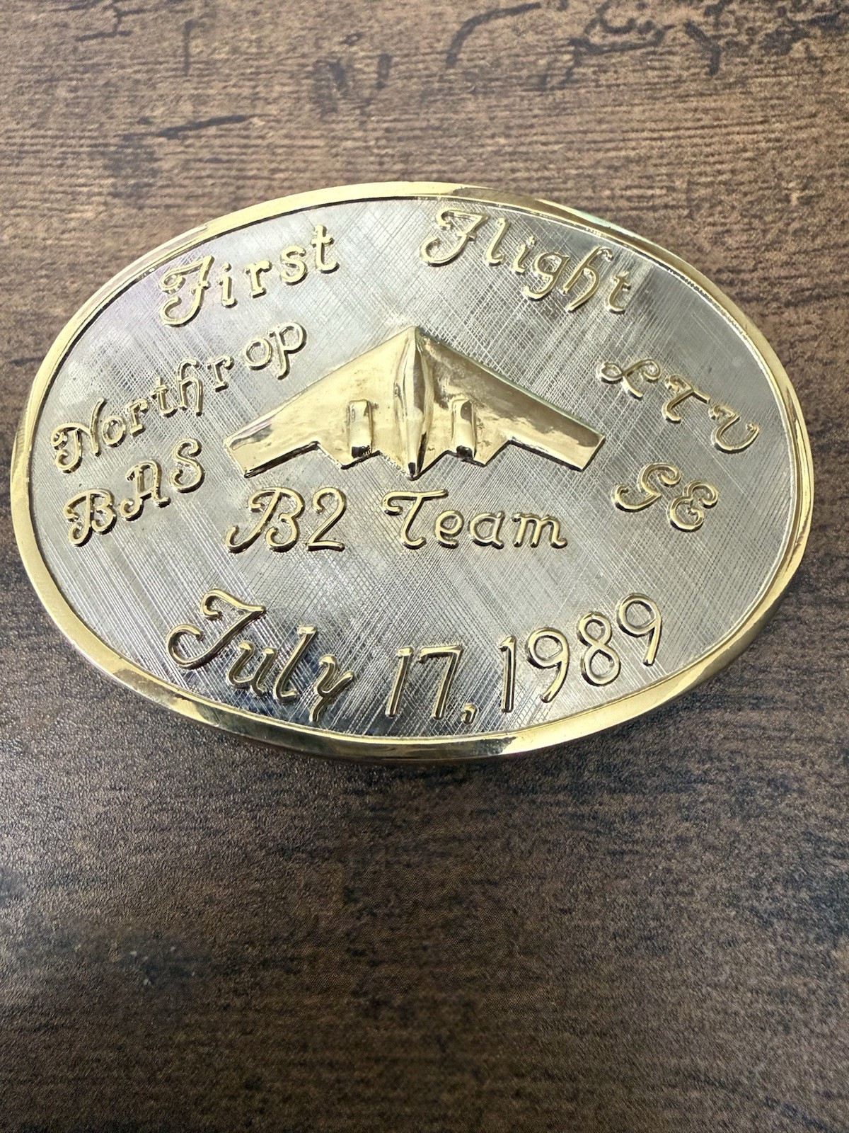 Rare Vintage Northrop B-2 Stealth Bomber First Flight Belt Buckle 1989 - 480/500