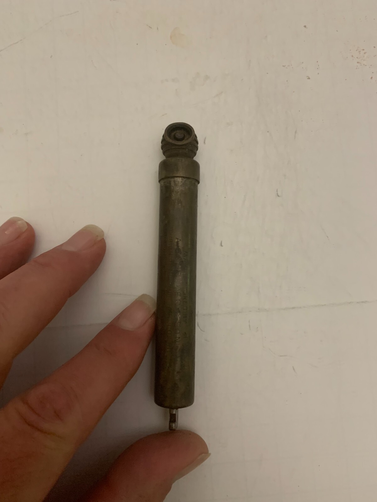 Antique Patent 1917 Schrader Universal Brass Tire Pressure Gauge