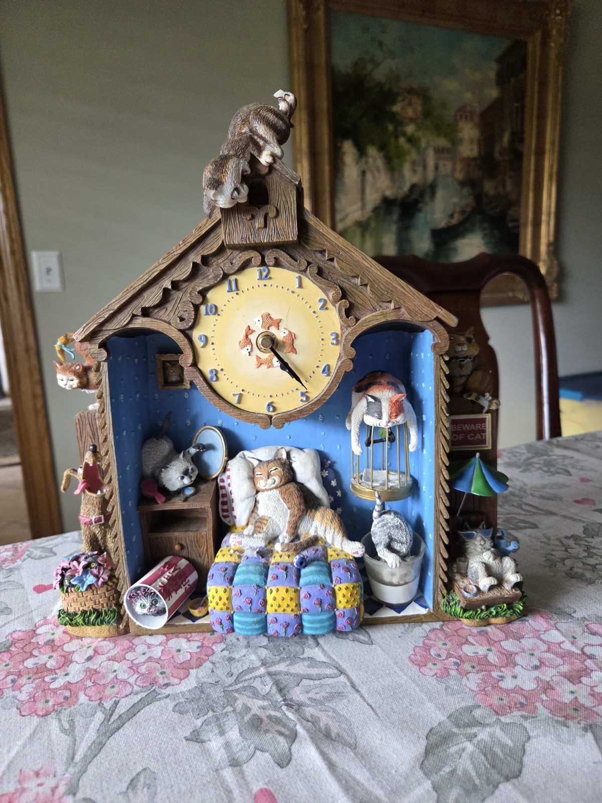 Vintage Comical Cats Collector Wall/Mantle Clock Danbury Mint Gary Patterson