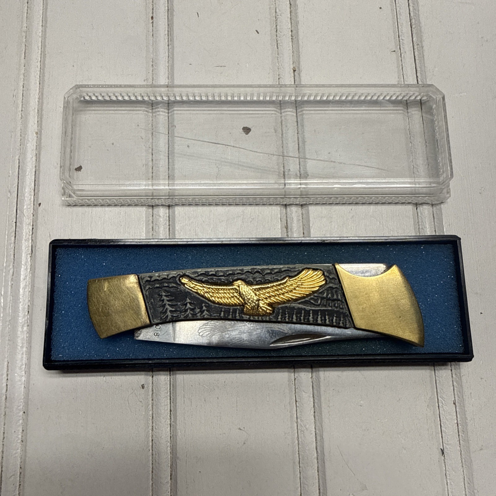 Vintage Eagle Design Pocketknife Metal Handle Stainless Steel Silver Gold w/Box* Vintage Eagle Design Pocketknife Metal Handle Stainless Steel Silver Gold w/Box*