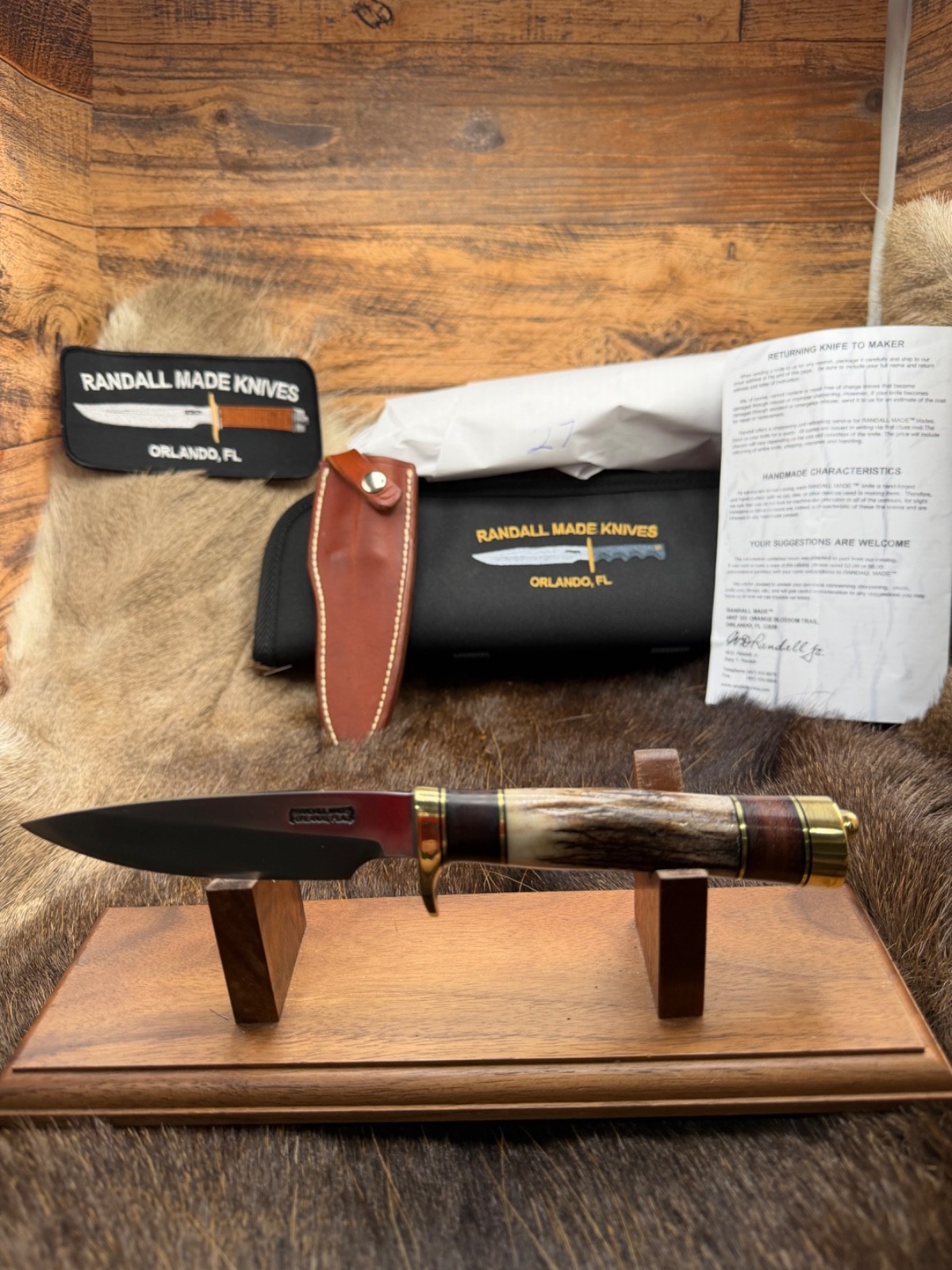 Randall Model 26 Pathfinder Knife & Leather Sheath Mint Butcher Block & Pouch