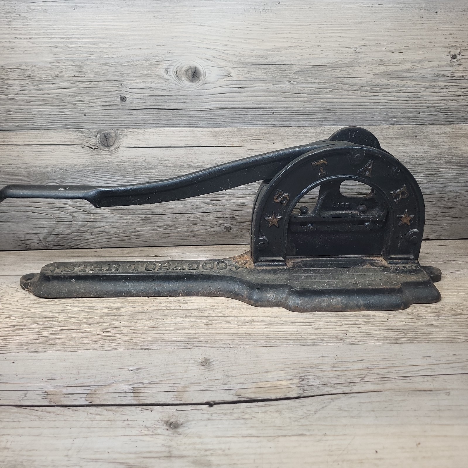 Vtg Antique Star Cast Iron Metal Hand Crank Tobacco Cutter 5837
