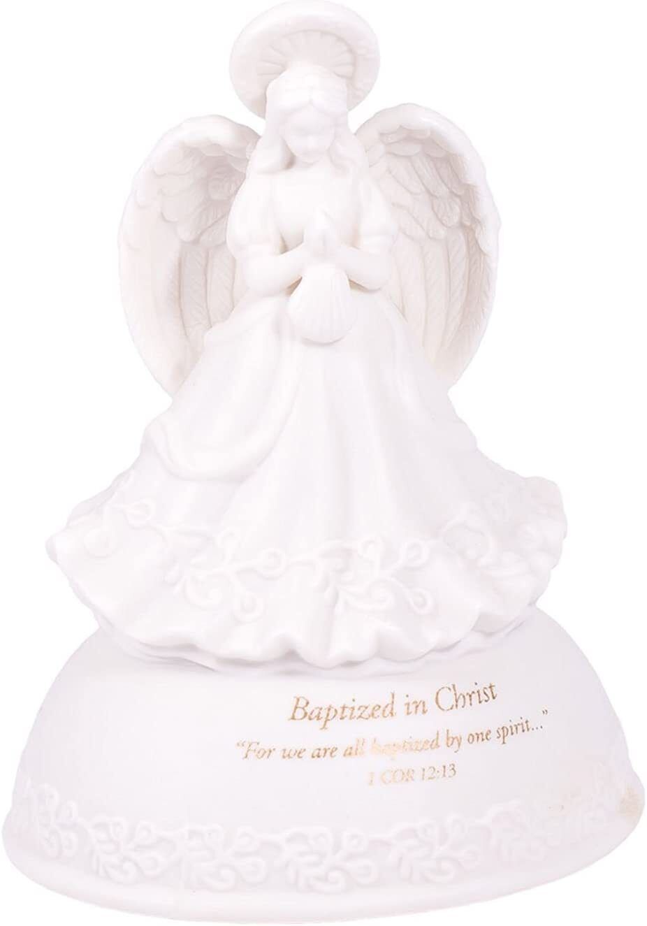 Baptized in Christ Porcelain Musical Angel Figurine - Plays Children's Prayer