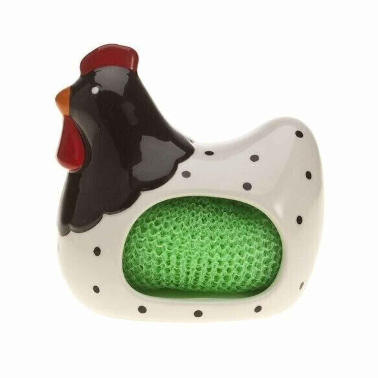 Rooster Scrubby Holder Ceramic Green Sponge Country Kitchen Farmhouse Chicken 