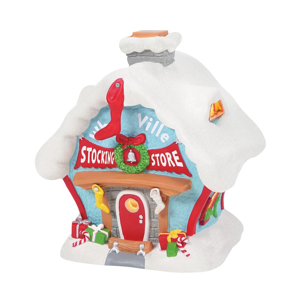 Department 56 Dr. Seuss The Grinch Village Who-Ville Stocking Store Lit Department 56 Dr. Seuss The Grinch Village Who-Ville Stocking Store Lit
